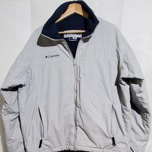 Vintage Columbia Jacket Tan/Navy Blue Jacket Zip (Size Large)